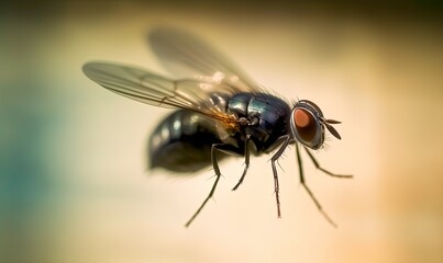 The agile fly zooms through the air, blending with nature's beauty. Creating using generative AI tools