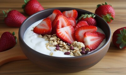 yogurt with strawberries and raspberries