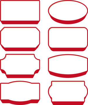 様々な形の赤い3Dフレームセット　シンプルでバリエーションのあるイラスト素材