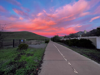 sunset on the road