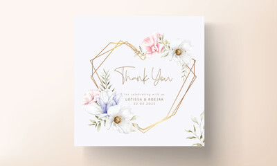 beautiful wedding invitation card with elegant vintage floral