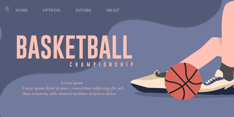 Basketball championship tournament login interface poster, web banner design vector illustration.