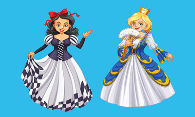 Obraz na płótnie Canvas Beautiful Queens in different pose vector