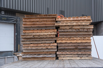 old recycled wood pallets for shipping products