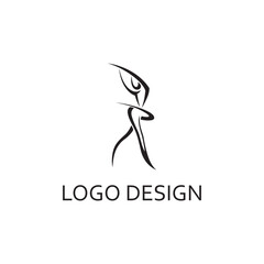 simple black dancing woman for logo company design