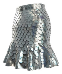 Silver sequin skirt isolated. Generative AI.