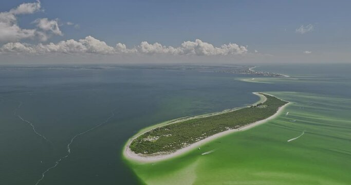 Fort De Soto Park Florida Aerial v10 fly around Egmont Key National Wildlife Refuge capturing beach and sandbar with views of Anna Maria in the background - Shot with Mavic 3 Cine - September 2022