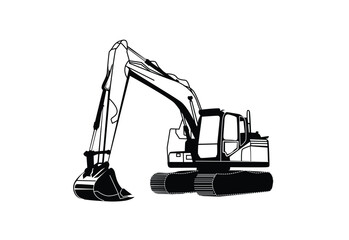 excavator silhouette on a white background