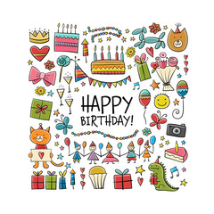 Birthday greeting card template. Holiday background. Postcard for your design.