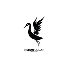 silhouette heron design logo illustration