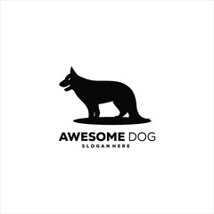 silhouette awesome dog design logo