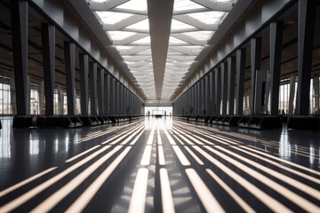 Fototapeta premium Elegance White Abstract Modern Architecture Buildings Realistic Light Shadow Wavy Resin Sheets Intricate Ceiling Designs Striped AIcreation 