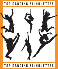 Naklejka premium silhouettes of dancing people