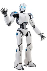 Obraz na płótnie Canvas Humanoid robot stands against a stark white background Generative AI