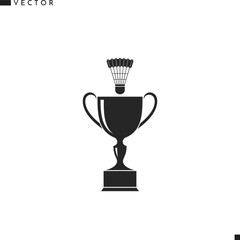 Fototapeta premium Badminton logo. Isolated trophy cup with shuttlecock