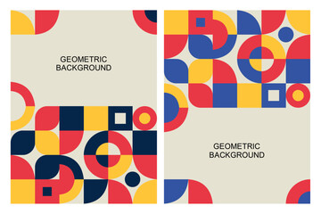 Set of abstract modern geometric background with shape and circles. Background geometric vector illustration