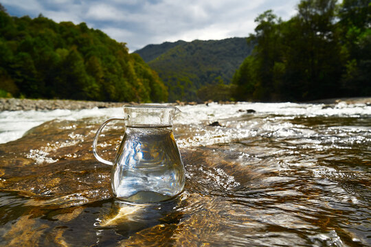 Pitcher of clean river water.