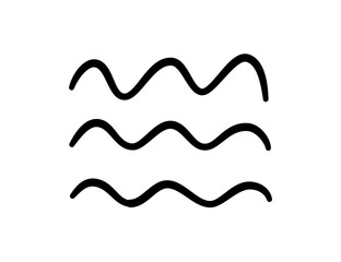 Doodle sea wave icon. Hand drawn simple wavy line. Sea storm scribble icon. Ocean water flow curve sketch. Aqua doodle symbol. Vector illustration isolated on white background.