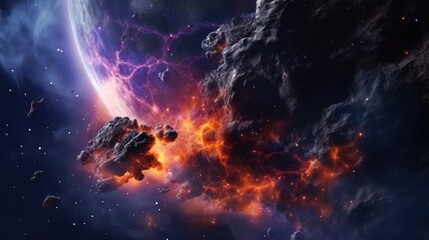 deep space background with dark void explosing, ai tools generated image