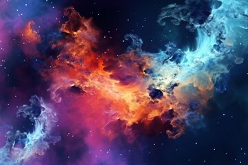 Fototapeta na wymiar abstract digital background with multicolored nebula in deep space, ai tools generated image