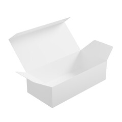 The white rectangular cardboard box looks beautiful and clean on a white background, perfect for presenting 3D rendering box model advertisements.