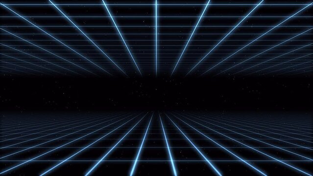 SPACE GRID HORIZON LOOP A. This footage is loopable and is perfect for retro nostalgic backgrounds.