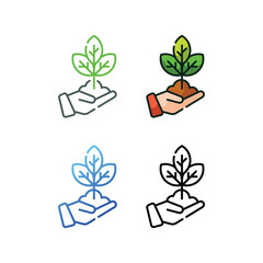 Plant icon design in four variation color