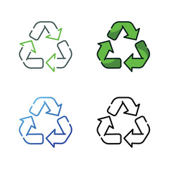 Recycling icon design in four variation color