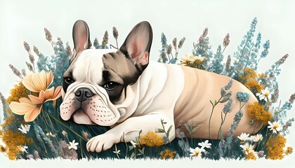 French bulldog puppy illustration. Generative AI