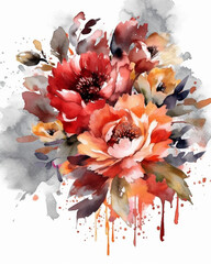 Flower painting in watercolor effect