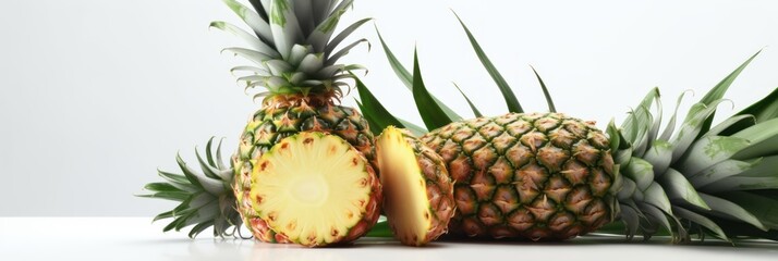 fresh natural pineapple isolated on white, generative ai