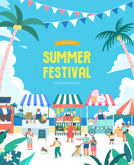 summer holidays vacation Web Banner illustration
