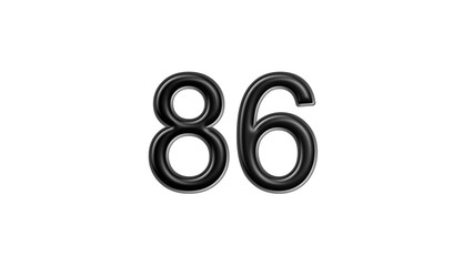 86 black lettering white background year number