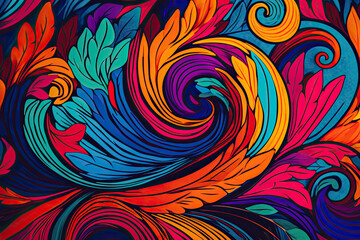 Fototapeta na wymiar some colorful swirls on a black background with red, orange and blue colors in the center is an abstract pattern. Generative Ai