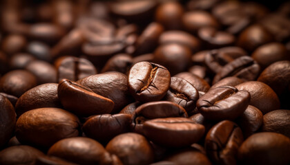 Fototapeta premium Coffee beans background. Close-up image of coffee beans. Top View Coffee Beans