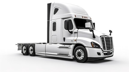 Big truck Freightliner Cascadia with blue cab Isolated on a white background, generate ai