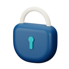 3d icon padlock isolated on transparent background