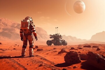 Mars Astronaut in Space Suit, Generative Ai.