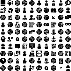 Collection Of 100 Advice Icons Set Isolated Solid Silhouette Icons Including Customer, Business, Lawyer, Man, Meeting, Concept, Advice Infographic Elements Vector Illustration Logo