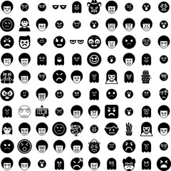 Collection Of 100 Angry Icons Set Isolated Solid Silhouette Icons Including Young, Background, Expression, Angry, Cute, Isolated, Emotion Infographic Elements Vector Illustration Logo