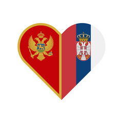 unity concept. heart shape icon of montenegro and serbia flags. vector illustration isolated on white background