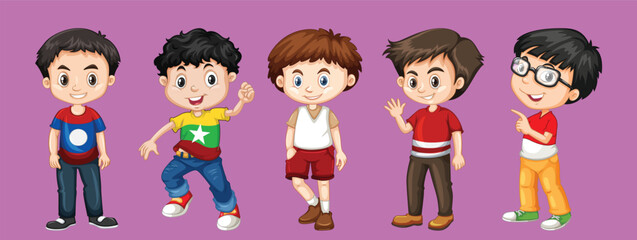 Vector set of multicultural kids character By The greatest graphics