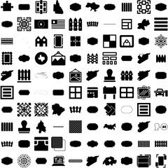 Collection Of 100 Border Icons Set Isolated Solid Silhouette Icons Including Decoration, Vector, Border, Background, Design, Vintage, Frame Infographic Elements Vector Illustration Logo