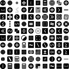 Collection Of 100 Divide Icons Set Isolated Solid Silhouette Icons Including Vector, Line, Frame, Border, Element, Divider, Design Infographic Elements Vector Illustration Logo