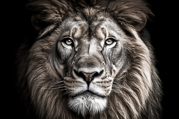 Ai generative. Head shot of a male Lion