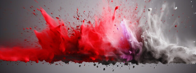 Abstract colorful background with red, blue, pink and white splashes. Generative AI