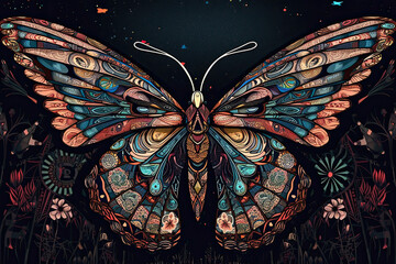 Fototapeta na wymiar a butterfly with colorful patterns on it's wings and wings are all over the entire body, as well. Generative Ai