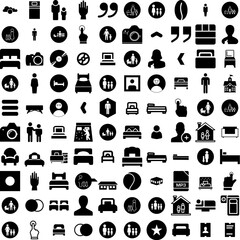 Collection Of 100 Single Icons Set Isolated Solid Silhouette Icons Including Sign, Concept, Vector, Design, Single, Illustration, Background Infographic Elements Vector Illustration Logo