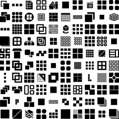 Collection Of 100 Squares Icons Set Isolated Solid Silhouette Icons Including Design, Shape, White, Vector, Abstract, Square, Background Infographic Elements Vector Illustration Logo