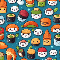 Sushi Kawaii Pattern